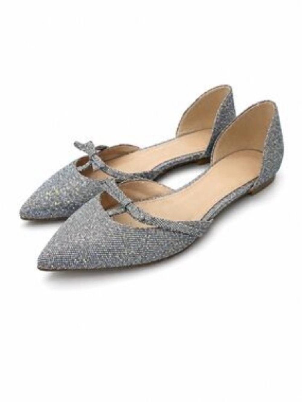 J. CREW Glitter D’Orsay Flats SLOAN SIZE 8 T STRAP WITH BOW
